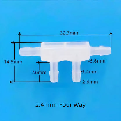 TT Shaped Double Branch Tee Plastic Hose Barb 4 Ways Tubing Fitting