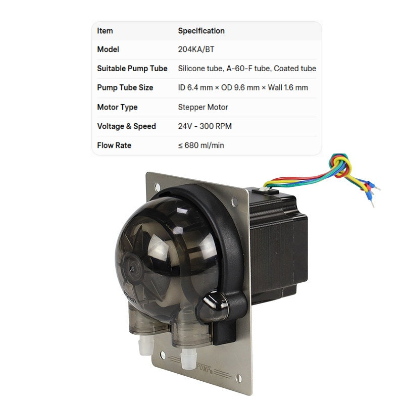 204KA Peristaltic Pump | High-Precision Dosing, Tool-Free Tube, Low Pulsation