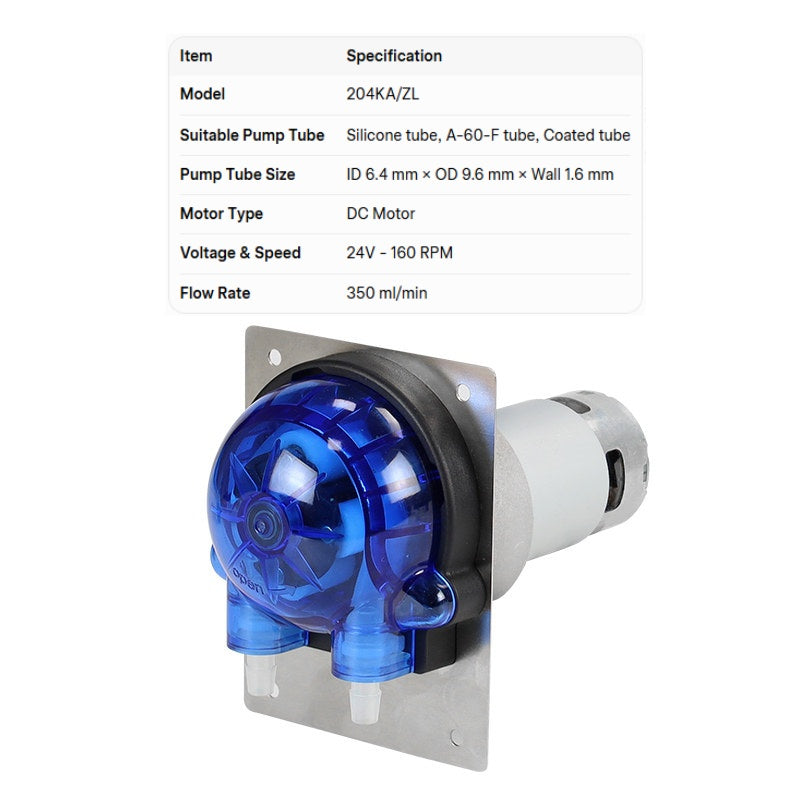 204KA Peristaltic Pump | High-Precision Dosing, Tool-Free Tube, Low Pulsation