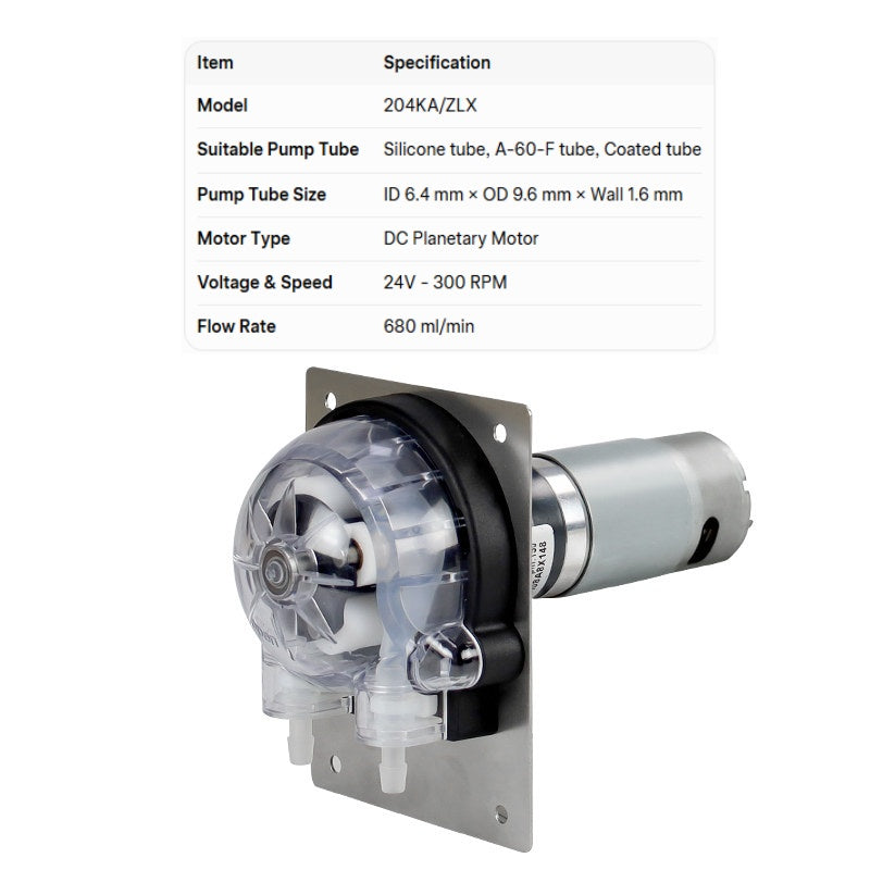 204KA Peristaltic Pump | High-Precision Dosing, Tool-Free Tube, Low Pulsation