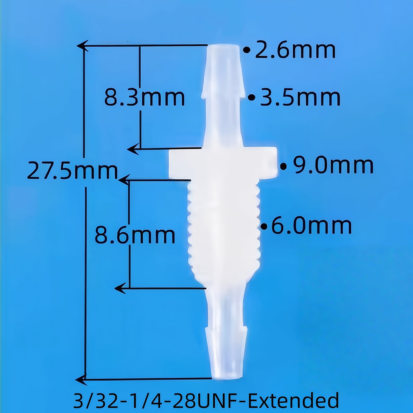 Barbed Bulkhead Hose Fitting — Panel-Mount Barbed Connector-Data Sheet (Food-Grade PP)