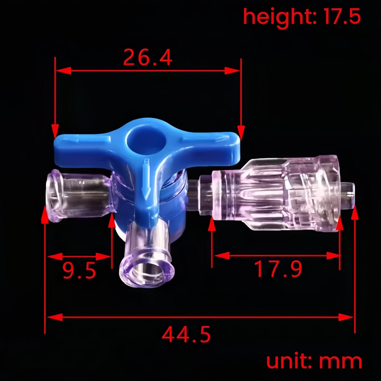 3-Way Luer Stopcock Valve, Locking Male to Dual Female Luer, Medical Fluid Control, PC