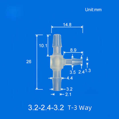 100pcs Barb Tee Reducing Adapter, 3-Way Barb Reducer Fittings, Plastic Hose Connectors
