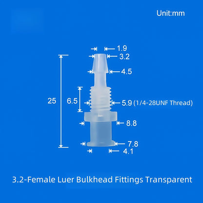 10 /pk Luer Bulkhead Panel Connector PP Food grade Plastic Panel Mounting Tube Connector