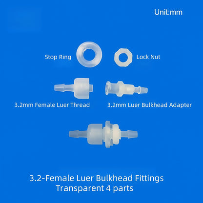10 /pk Luer Bulkhead Panel Connector PP Food grade Plastic Panel Mounting Tube Connector