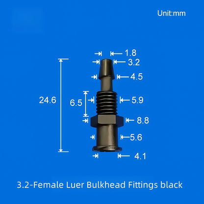 10 /pk Luer Bulkhead Panel Connector PP Food grade Plastic Panel Mounting Tube Connector