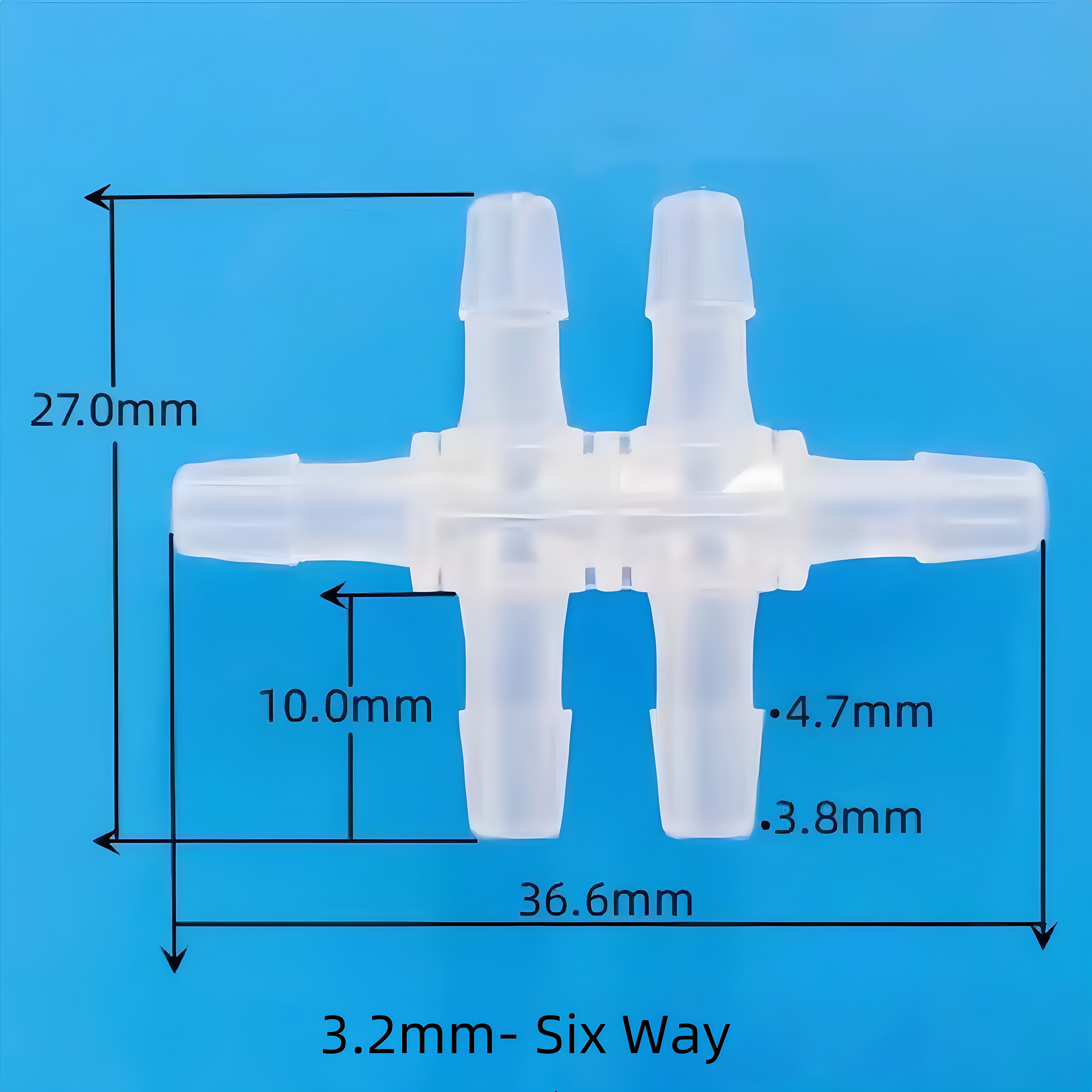 Multi Way Six Ports Barb Fittings - Plastic Barbed Connectors ...