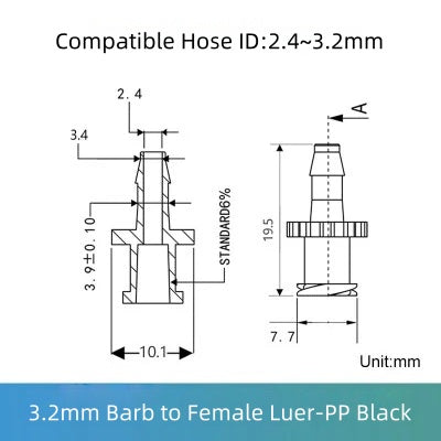Colorful Luer to Barbed Fittings Luer Lock Barb Tubing Connector Hose 1/16 to 1/4 etc ,PP