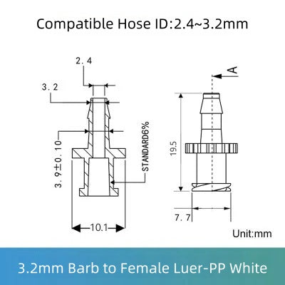 Colorful Luer to Barbed Fittings Luer Lock Barb Tubing Connector Hose 1/16 to 1/4 etc ,PP