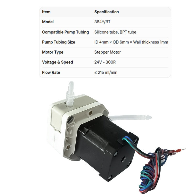 384Y Easy-Loading Peristaltic Pump | Flow Rate ≤ 215 ml/min | Compact Low-Pulse Tube Pump
