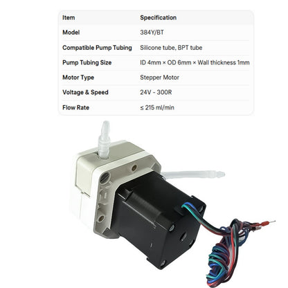 384Y Easy-Loading Peristaltic Pump | Flow Rate ≤ 215 ml/min | Compact Low-Pulse Tube Pump