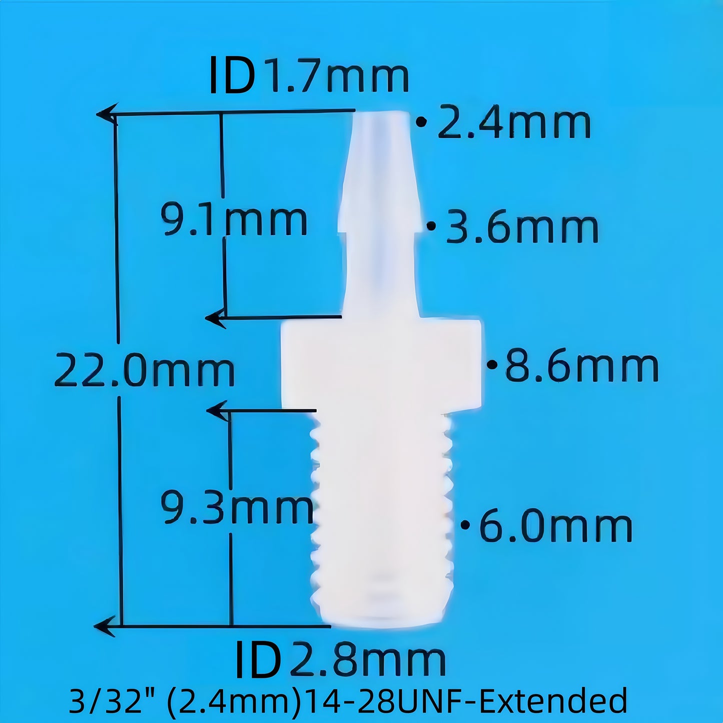 1/4-28 UNF Male Threaded Straight Hose Barb Connector