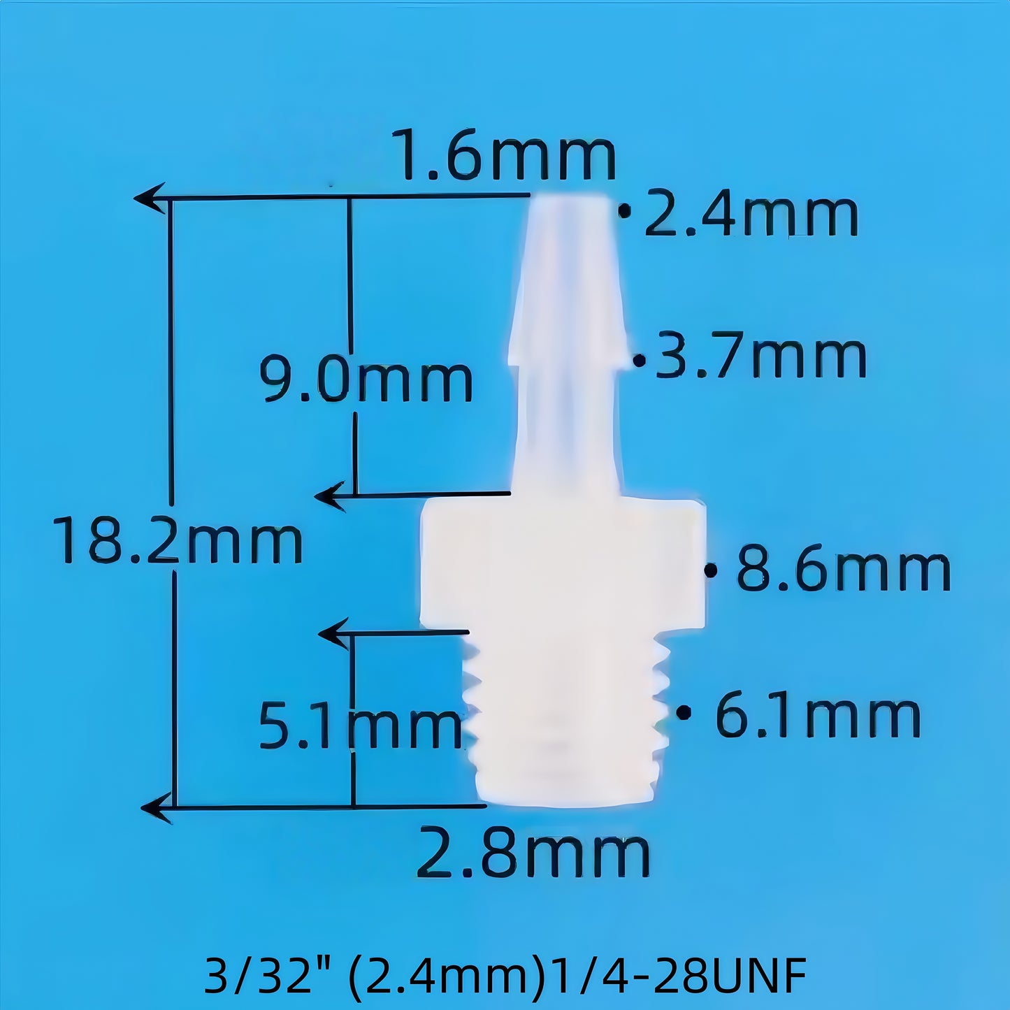 1/4-28 UNF Male Threaded Straight Hose Barb Connector