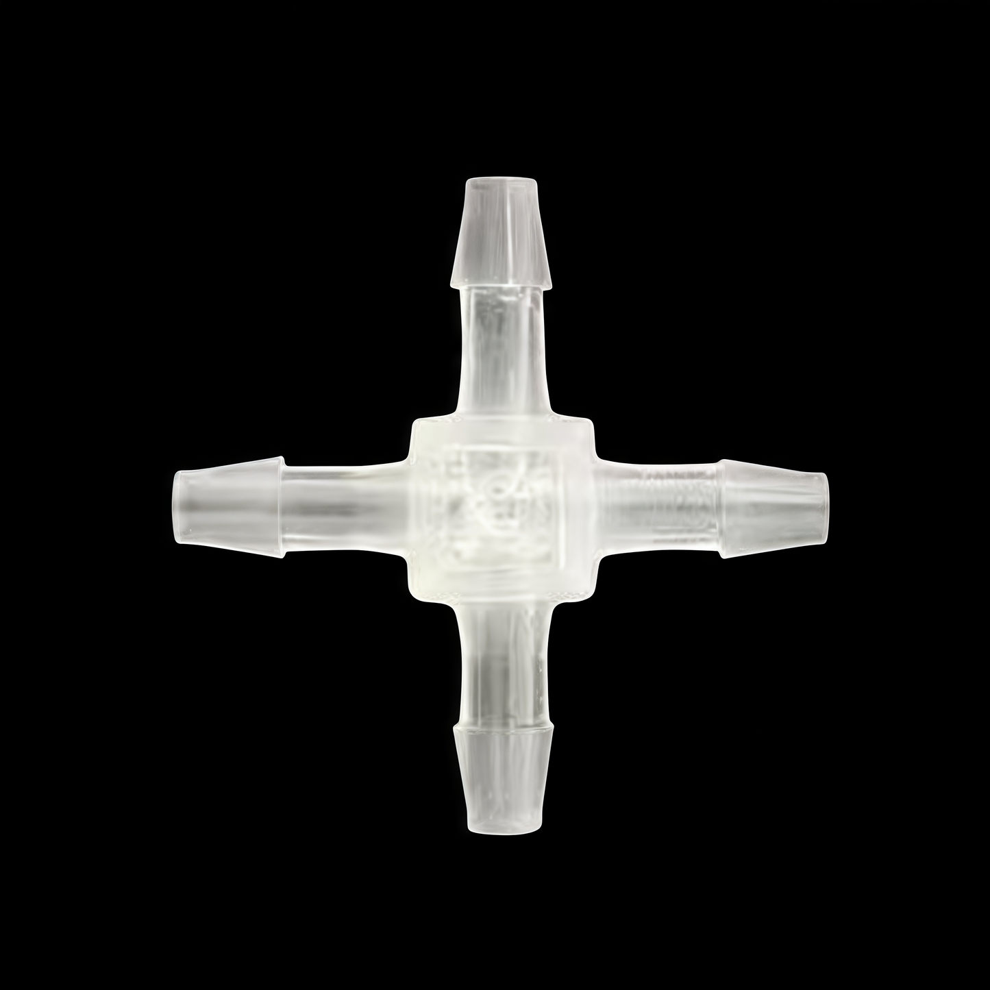 Leak-Proof 4-Way Hose Splitter (Barbed Cross Fitting) for Laboratory, Medical & Industrial Applications