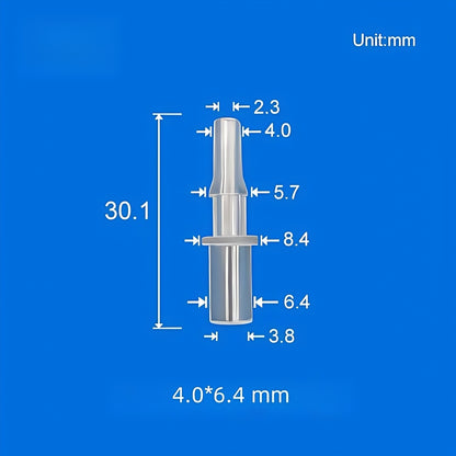 4.0 x 6.4mm Luer Lock Tube Fitting – Transparent PC Polycarbonate Reducer Connector with Dimension Drawing
