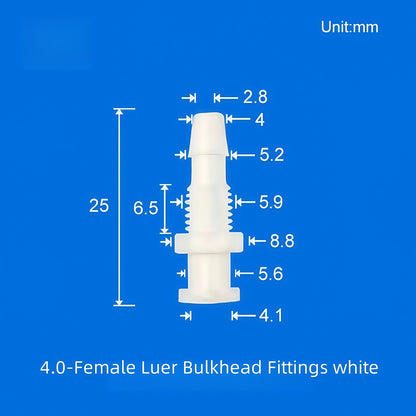 10 /pk Luer Bulkhead Panel Connector PP Food grade Plastic Panel Mounting Tube Connector