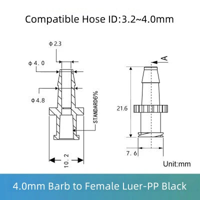 Colorful Luer to Barbed Fittings Luer Lock Barb Tubing Connector Hose 1/16 to 1/4 etc ,PP