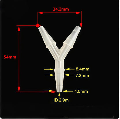 Plastic Y Barbed Fittings Three Way Tube Connectors 1/16 To 1/2 Food Grade