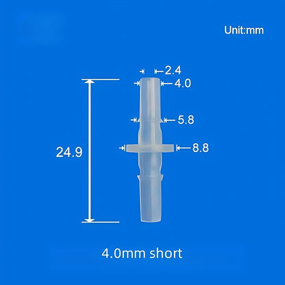 4.0mm Short Luer Lock Fitting – PC Polycarbonate Tube Connector, 24.9mm Length, Compact Design with Dimensions
