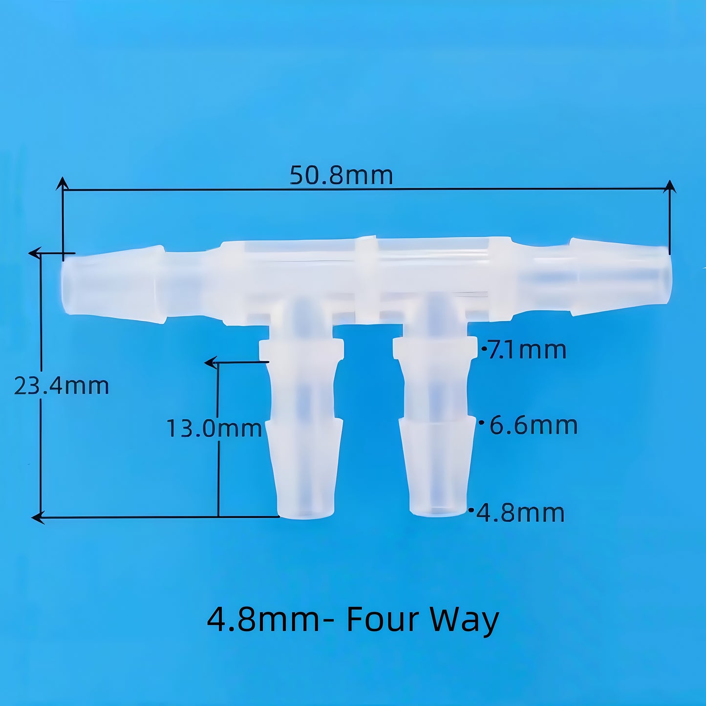 TT Shaped Double Branch Tee Plastic Hose Barb 4 Ways Tubing Fitting