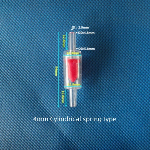 4mm Cylindrical Spring Type One-Way Check Valve Plastic Barb Fitting Flow Control
