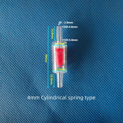 4mm Cylindrical Spring Type One-Way Check Valve Plastic Barb Fitting Flow Control
