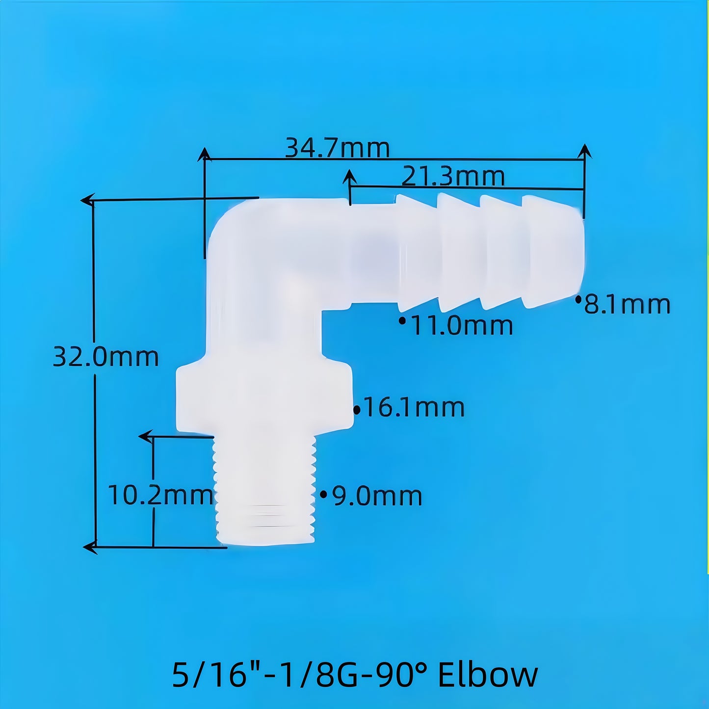 Plastic 90 Degree Male Thread to Barb Elbow Fitting | PP Hose Connector for Pipe and Tube