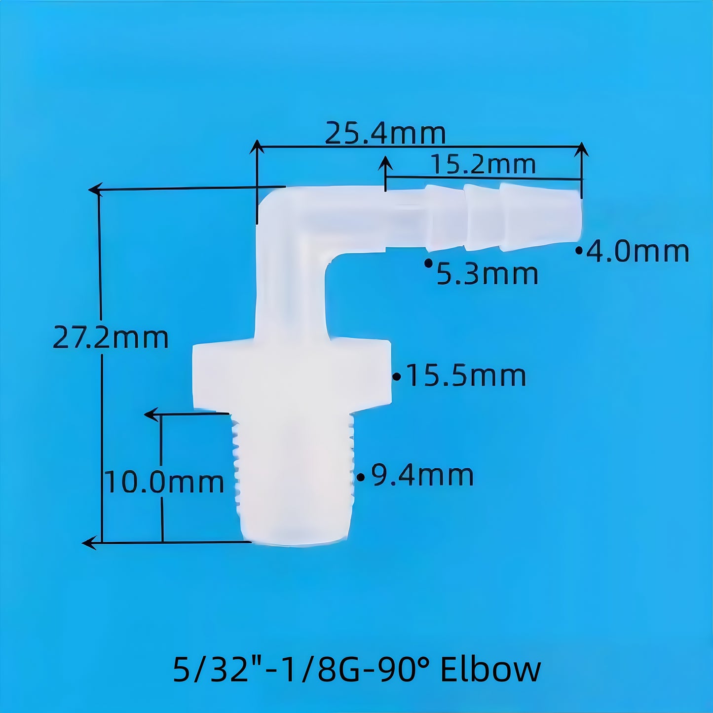 Plastic 90 Degree Male Thread to Barb Elbow Fitting | PP Hose Connector for Pipe and Tube