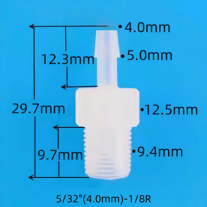 Plastic Barb Connector with R Thread | 1/8"R Male Thread | Food Grade PP Hose Fitting