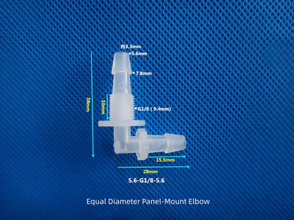 PP L-Elbow Bulkhead Fitting - Panel Mount Hose Connector for Peristaltic Pump / Lab Tubing