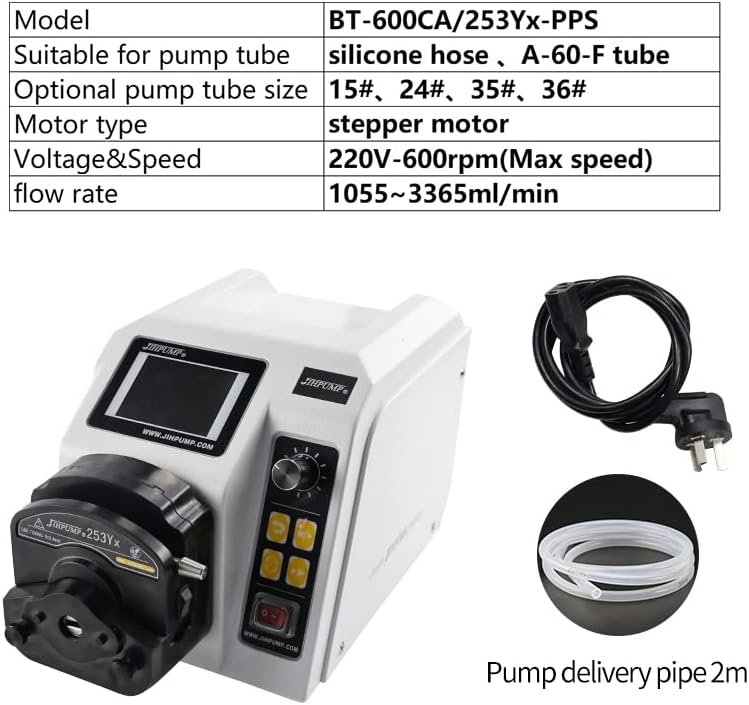BT-600CA Industrial Peristaltic Pump High Flow Variable Speed Metering Pump Stepper Motor LCD Display AC110V-220V