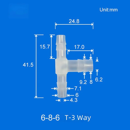 100pcs Barb Tee Reducing Adapter, 3-Way Barb Reducer Fittings, Plastic Hose Connectors