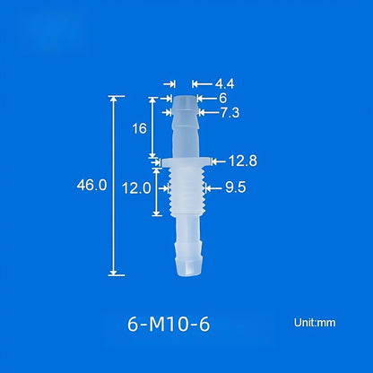 100/PK Bulkhead Tubing Fittings with Barb Thread Plumbing Irrigation Systems 5.6-12MM