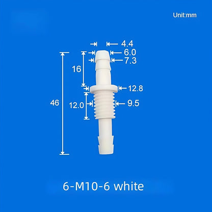 100/PK Bulkhead Tubing Fittings with Barb Thread Plumbing Irrigation Systems 5.6-12MM