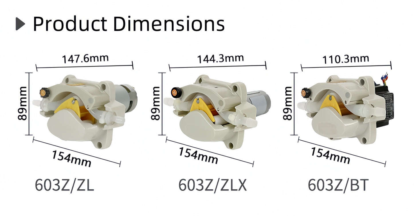 603Z Straight Tubeline OEM Peristaltic Pump with High Volume 24v DC or Stepper Motor