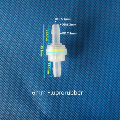 6mm Fluororubber Seal One-Way Check Valve Plastic Barb Fitting Chemical Resistant
