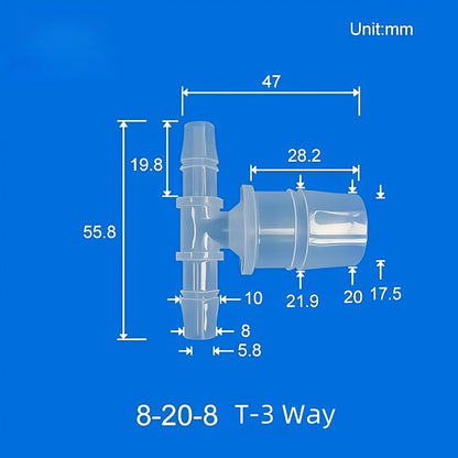 100 pk  Barb Tee 3-Way Adapter, Reducing Tee Hose Connectors, Plastic