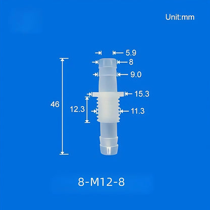 100/PK Bulkhead Tubing Fittings with Barb Thread Plumbing Irrigation Systems 5.6-12MM