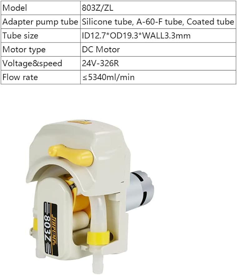 803Z Large Flow Peristaltic Pump - 24V DC Motor for Viscous Fluids
