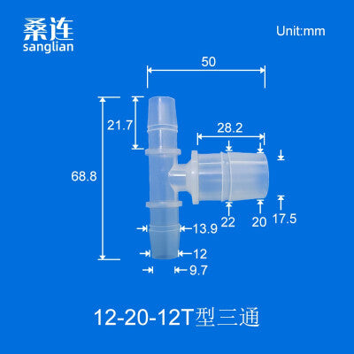 100 pk  8-4-8T Tee Barb Connector Three Way Fittings Reducer Tee