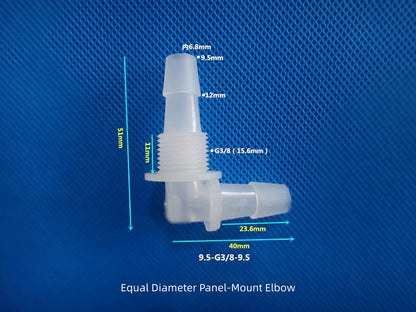 PP L-Elbow Bulkhead Fitting - Panel Mount Hose Connector for Peristaltic Pump / Lab Tubing