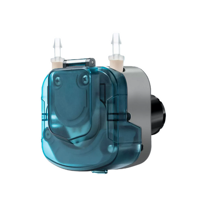 BP1000 Brushless DC Peristaltic Pump Transparent Teal Housing with Silicone Tubing Connectors
