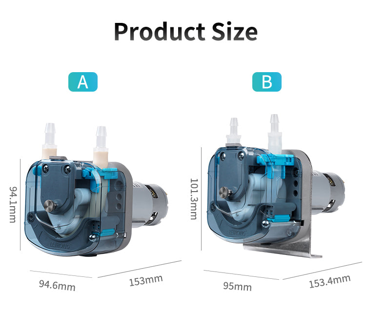 BP3000 DC Motor Peristaltic Pump Product Dimensions Size Chart Specifications Compact Design
