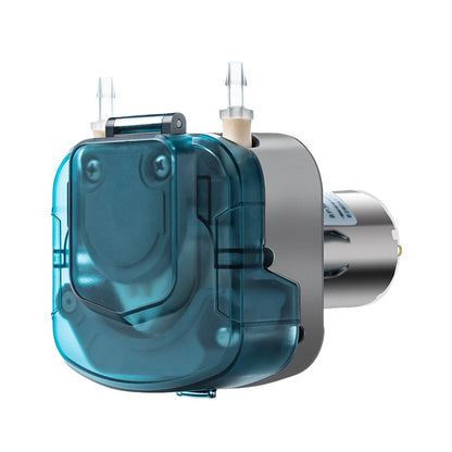 BP600 DC Motor Peristaltic Pump with transparent teal housing and stainless steel pump head, 500-660ml/min
