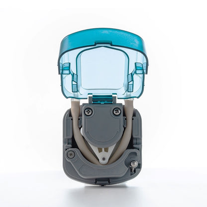 BP600 peristaltic pump front view showing transparent shell and internal rotor structure for easy visual monitoring

