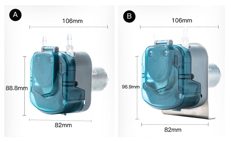 BP600 DC motor peristaltic pump dimensional drawing with size specifications for OEM integration
