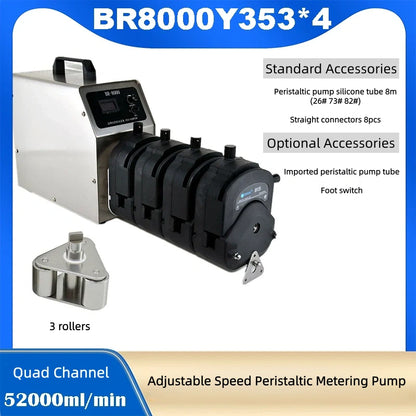 BR8000Y35 Adjustable Speed Persitaltic Pump High Flow 5L, 6L, 7L, 8L/min,Tubing 73# 82#