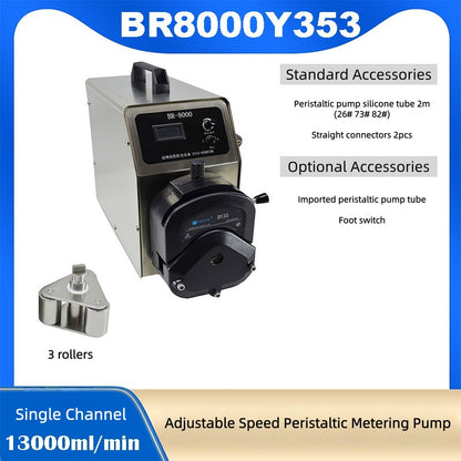 BR8000Y35 Adjustable Speed Persitaltic Pump High Flow 5L, 6L, 7L, 8L/min,Tubing 73# 82#