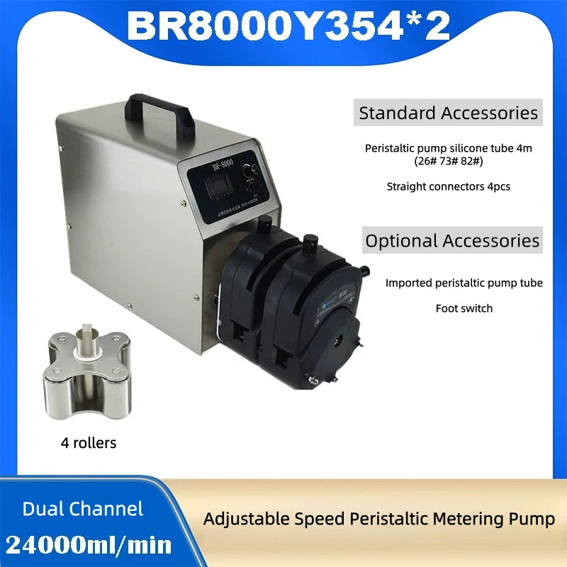 BR8000Y35 Adjustable Speed Persitaltic Pump High Flow 5L, 6L, 7L, 8L/min,Tubing 73# 82#