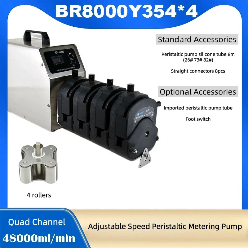 BR8000Y35 Adjustable Speed Persitaltic Pump High Flow 5L, 6L, 7L, 8L/min,Tubing 73# 82#